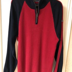 Men’s Red & Navy Blue Nautica half zip sweater